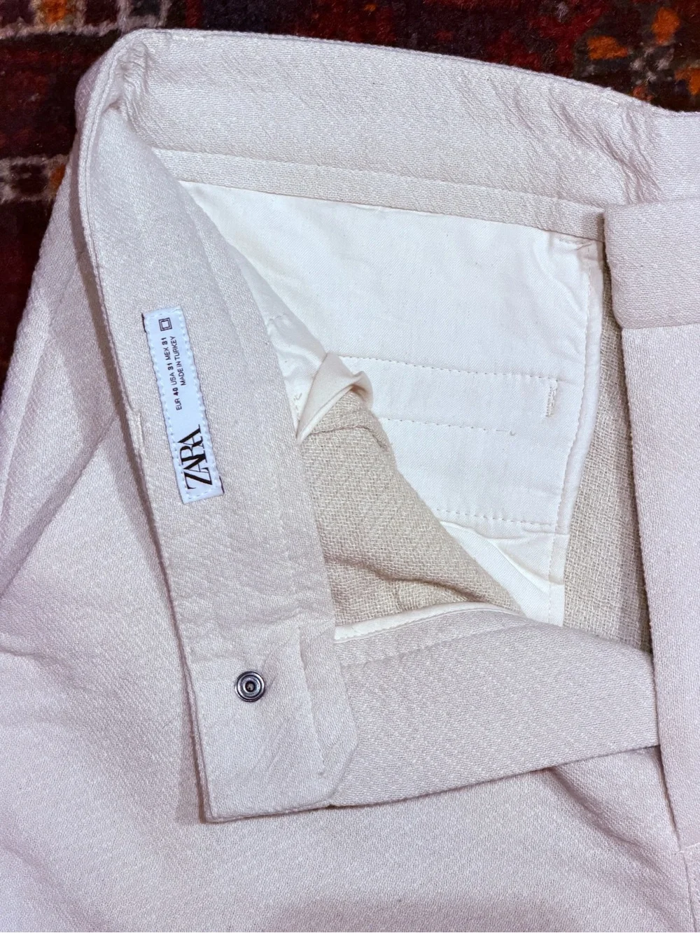 Men's Zara White Textured Tapered Pants